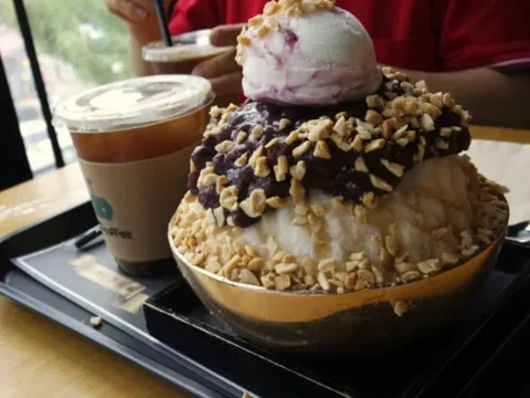 Bingsu de maní, cubierto de maní molido